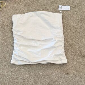 Cream Strapless Ruched Tube Top